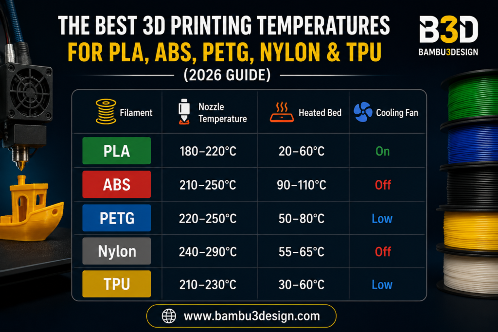 Recommended 3D Printing Temperatures