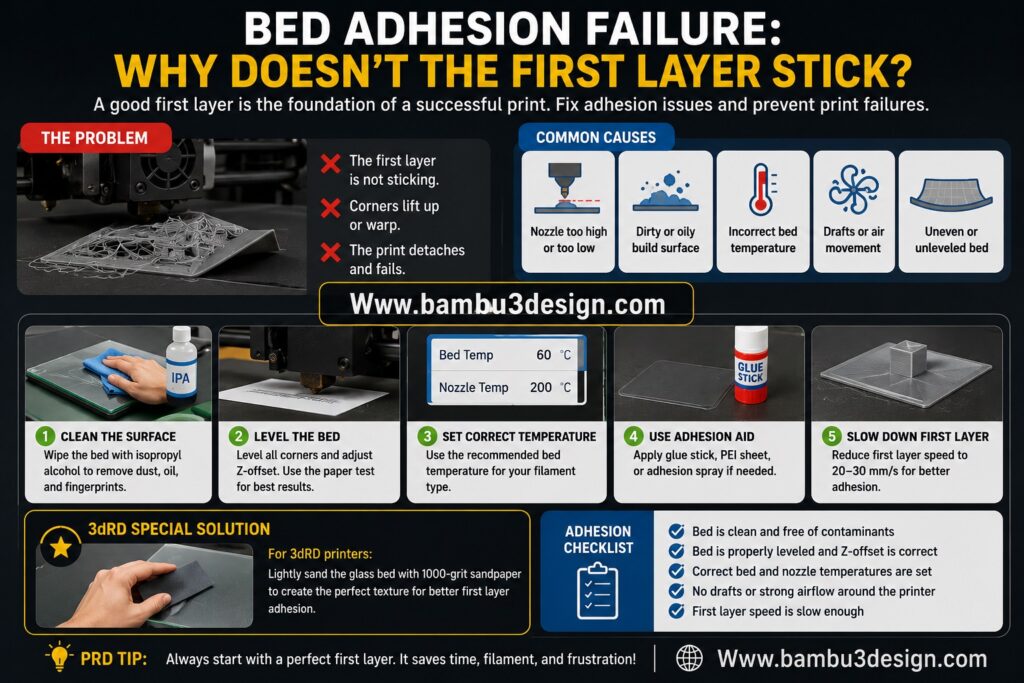Bed Adhesion Failure: Why Doesn't the First Layer Stick?