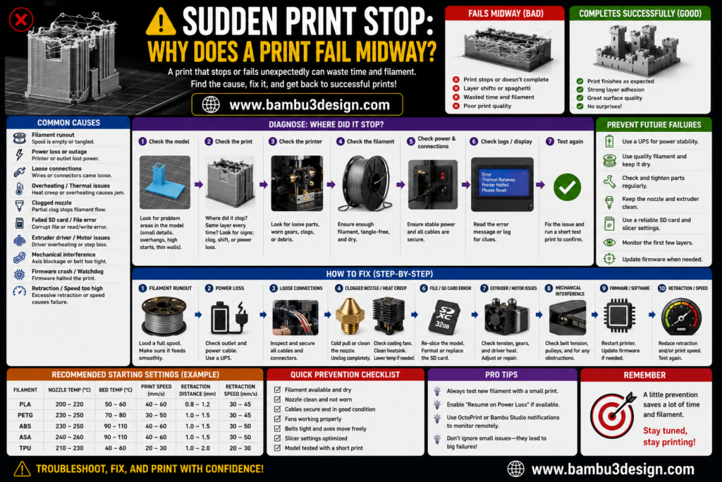 Sudden Print Stop: Why Does a Print Fail Midway?