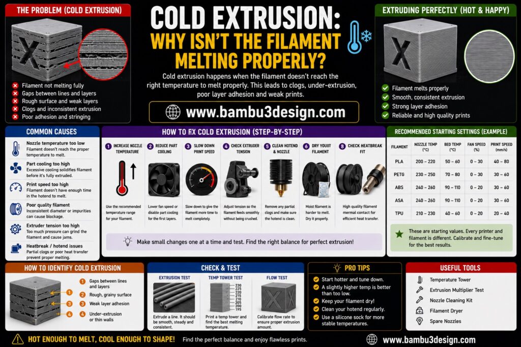 Cold Extrusion: Why Isn't the Filament Melting Properly?