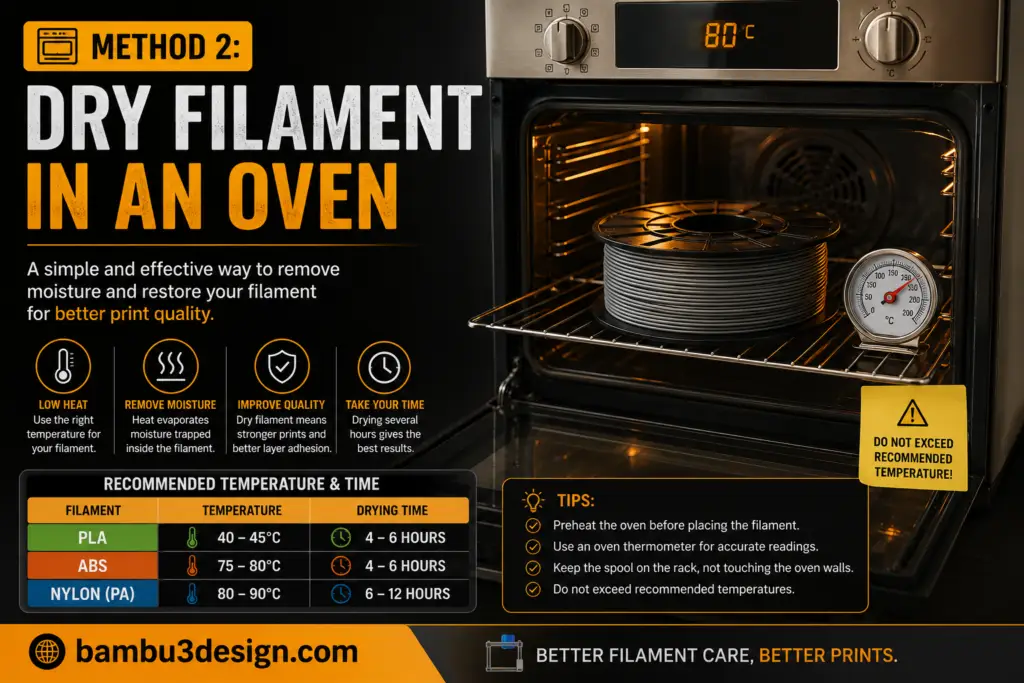 Dry Filament in an Oven