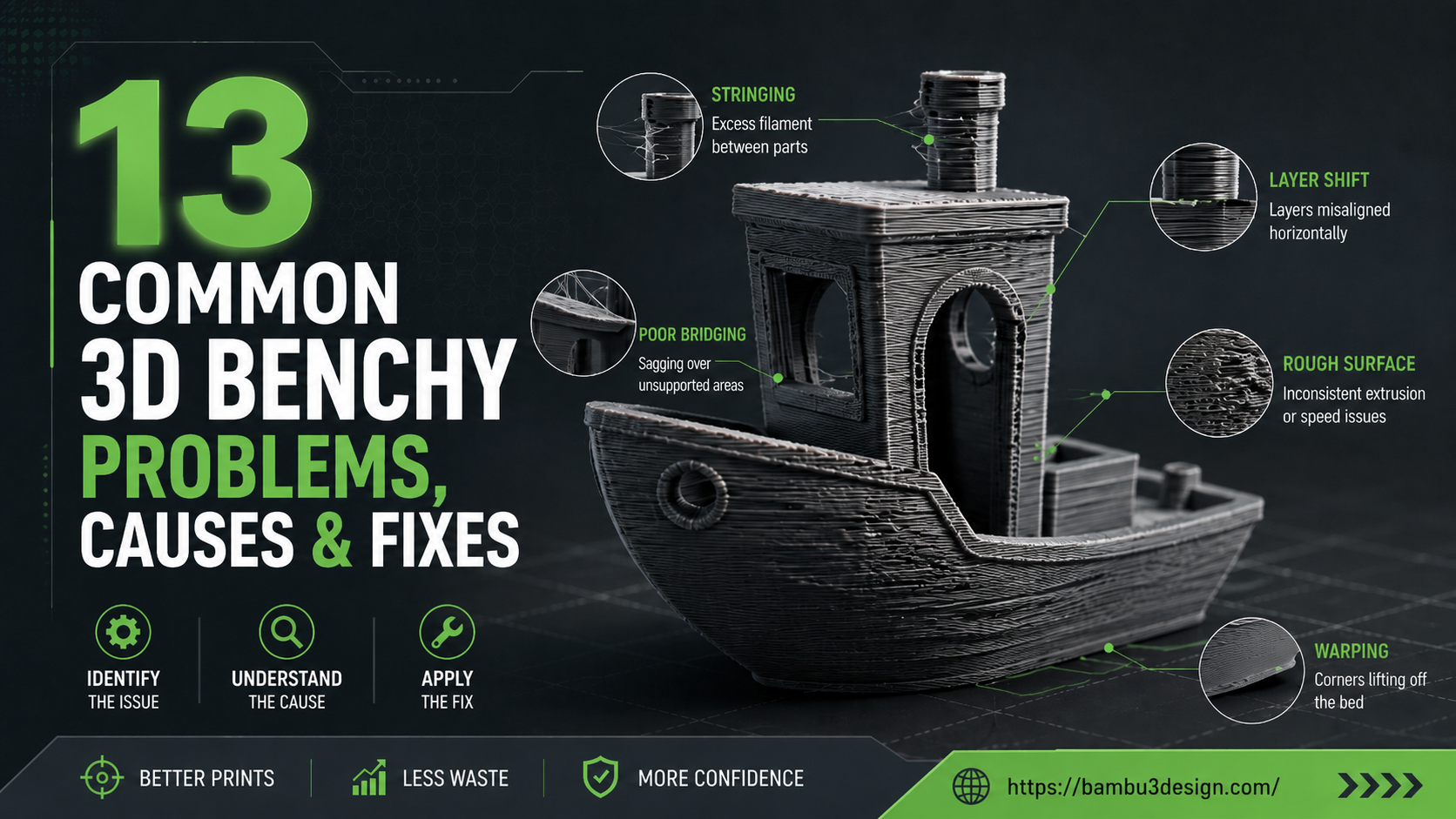 13 Common 3D Benchy Problems, Causes & Fixes