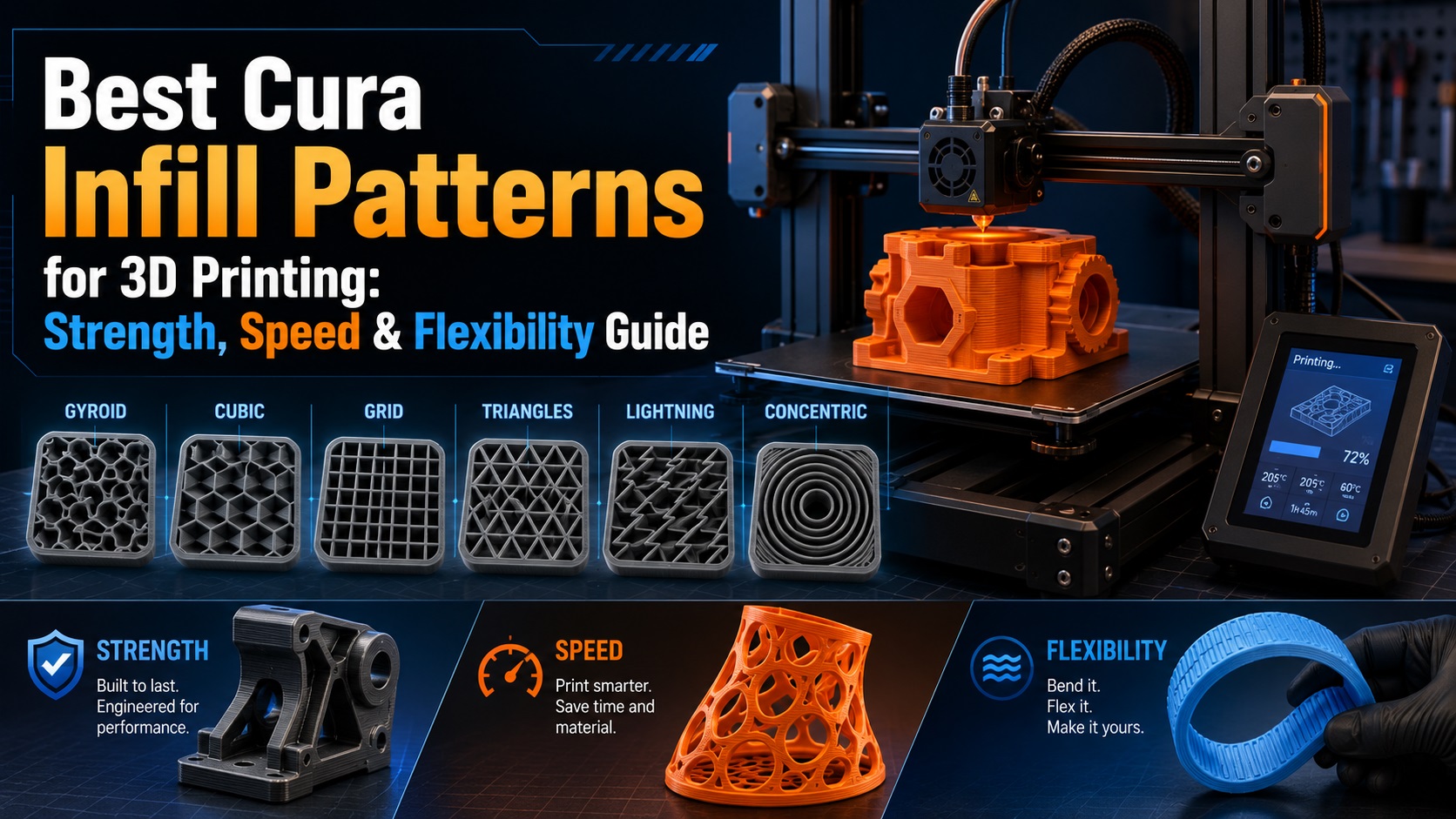Best Cura Infill Patterns for 3D Printing: Strength, Speed & Flexibility Guide