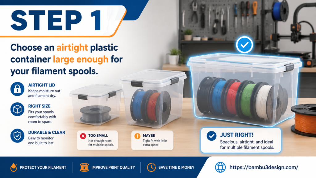 Step 1 Choose an airtight plastic container large enough