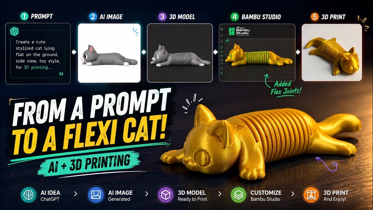 From a Prompt to a Flexi Cat! (Complete AI to 3D Print Tutorial)