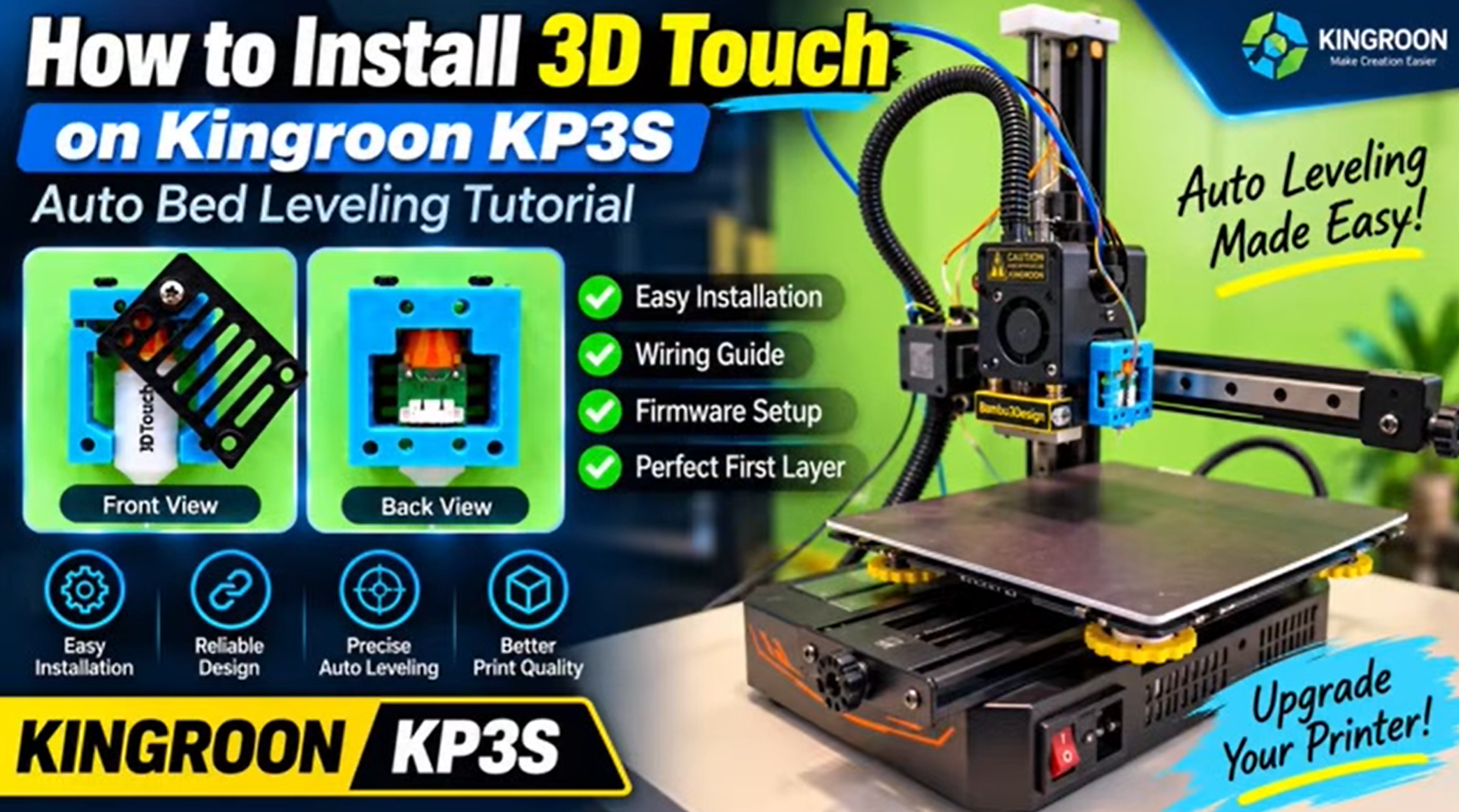 How to Install 3D Touch on Kingroon KP3S Pro – Complete Auto Bed Leveling Guide