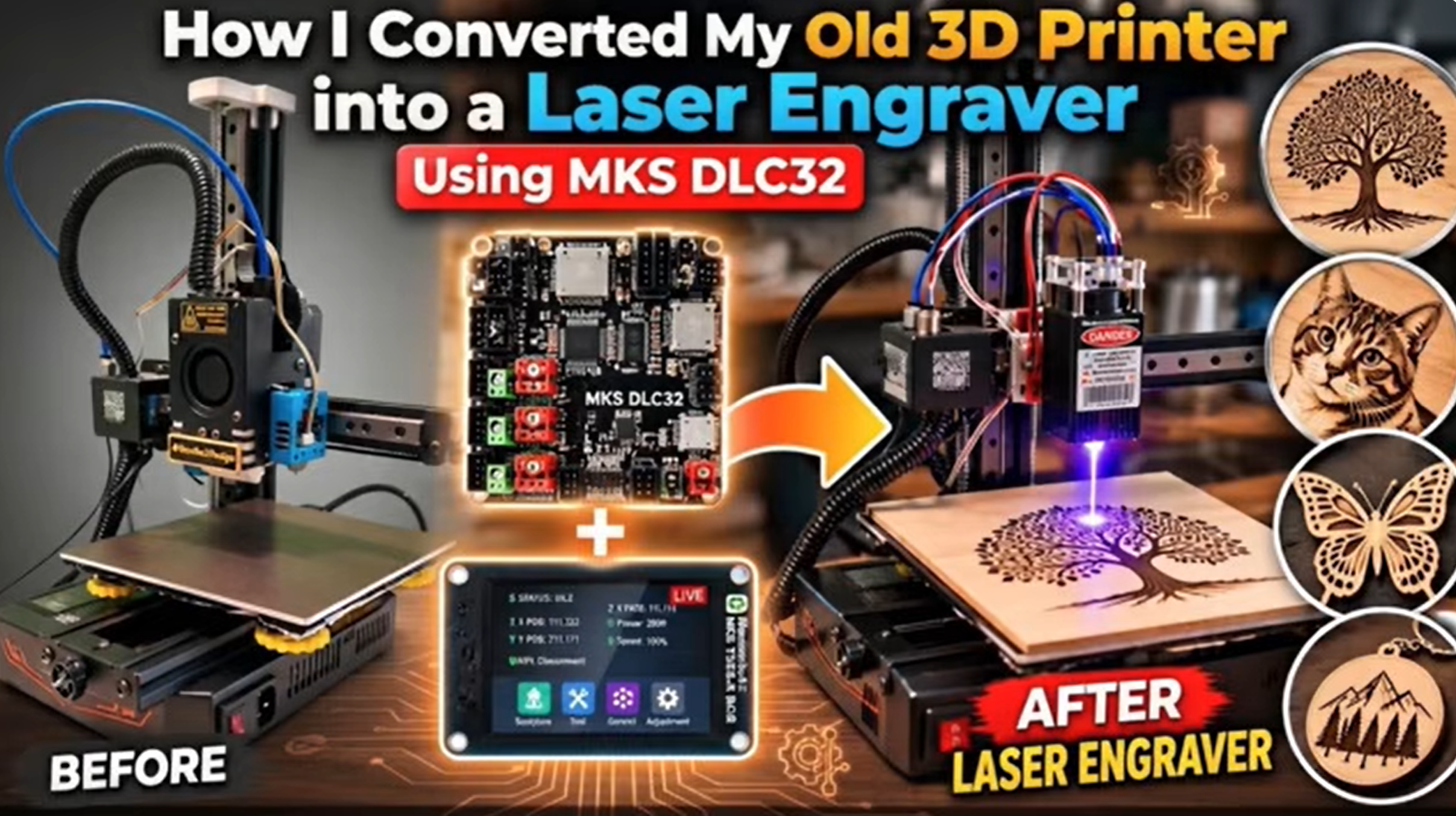 Convert an Old 3D Printer into a Laser Engraver Using MKS DLC32 V2.2